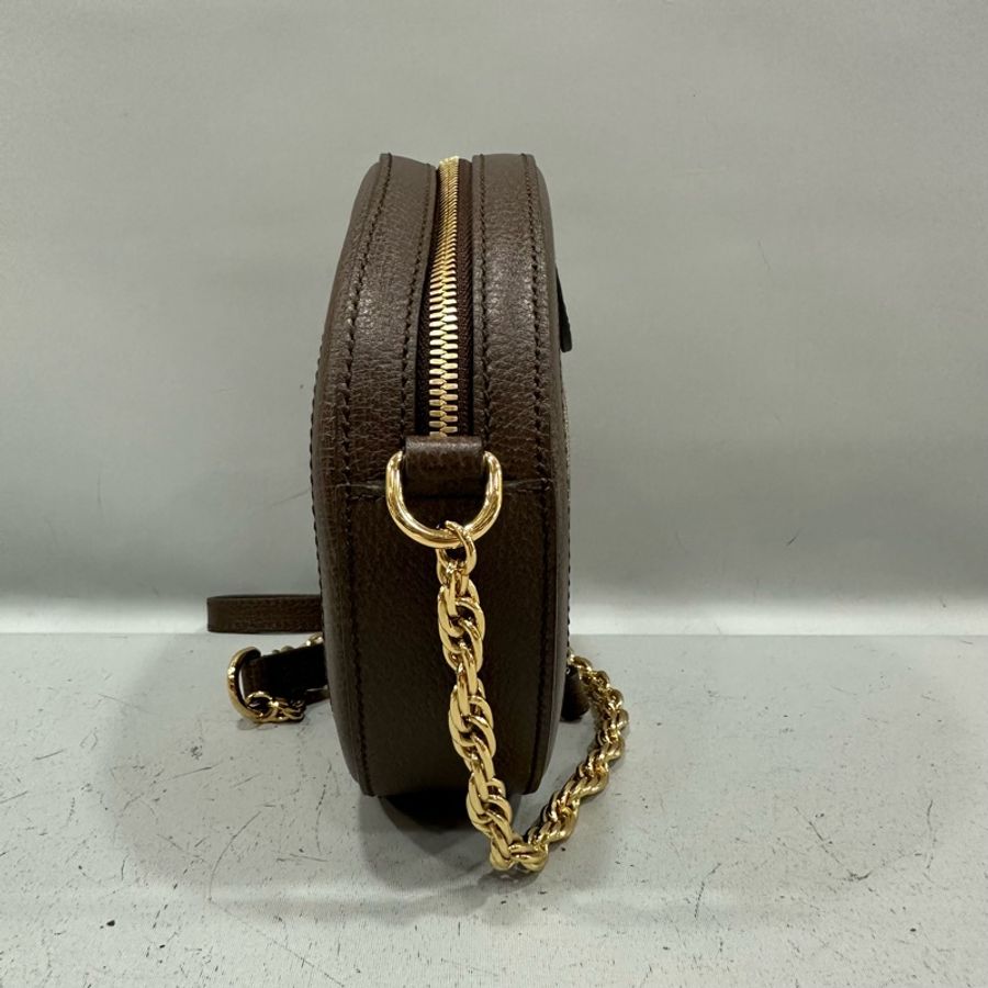gucci 550618 老花拼綠紅綠GG金鏈圓餅包 斜背包-2