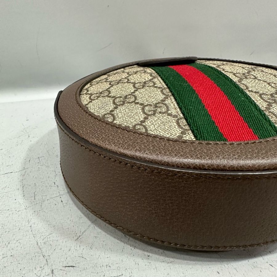 gucci 550618 老花拼綠紅綠GG金鏈圓餅包 斜背包-12