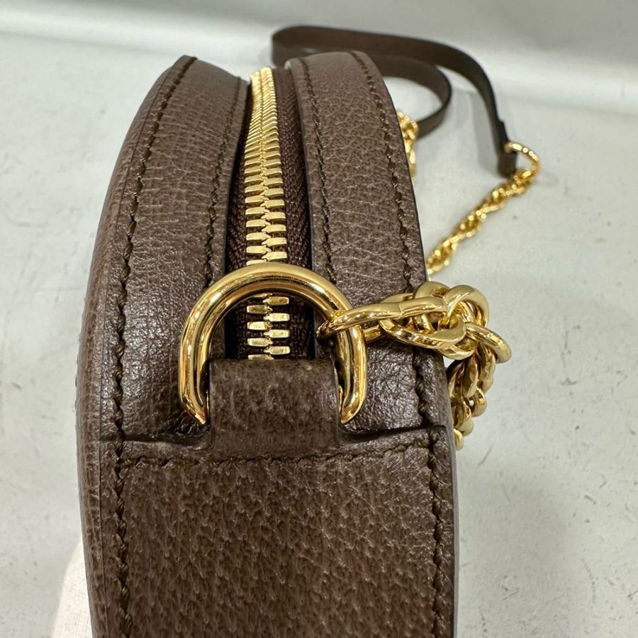 gucci 550618 老花拼綠紅綠GG金鏈圓餅包 斜背包-13