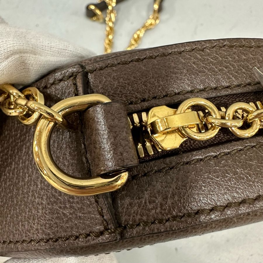 gucci 550618 老花拼綠紅綠GG金鏈圓餅包 斜背包-15