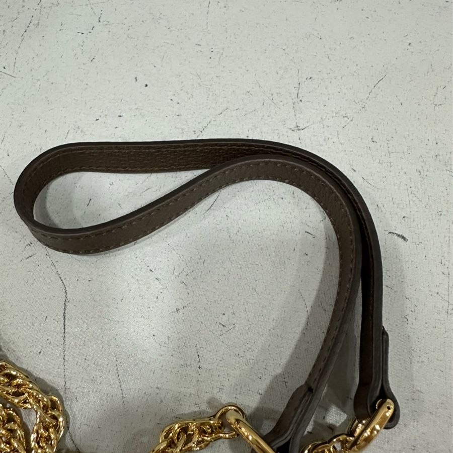 gucci 550618 老花拼綠紅綠GG金鏈圓餅包 斜背包-21