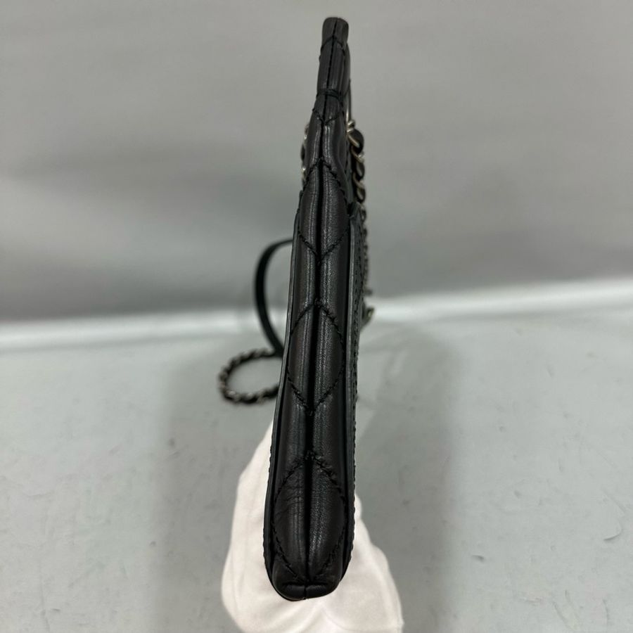 Chanel 黑色牛皮雙c吊飾銀鏈斜背包 肩背包-7