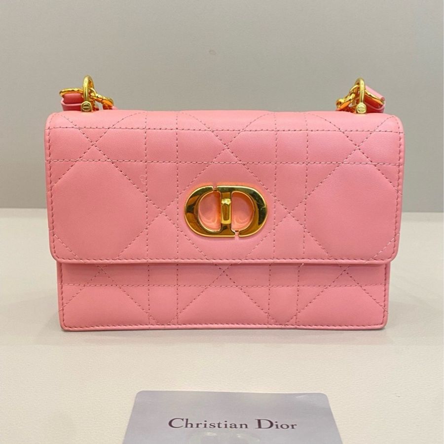 Dior迪奧 MissCaro鏈條單肩斜挎包 迷你 粉色 尺寸約:17.5*13*7.5㎝-1