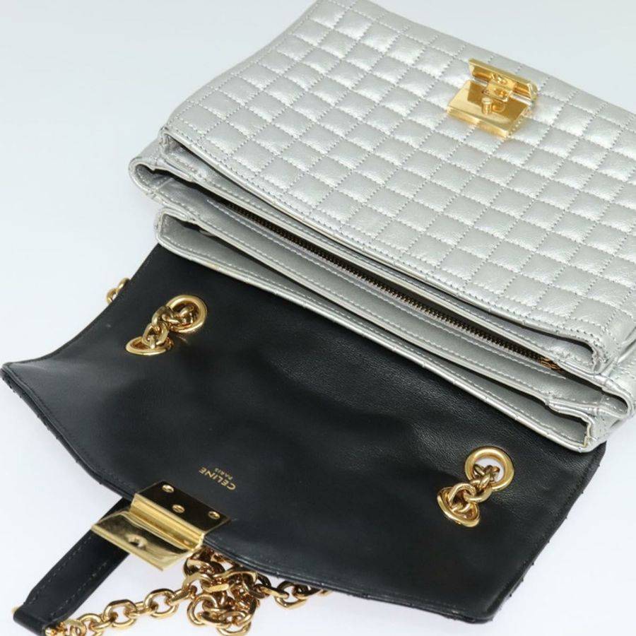 【日本直送】CELINE 鏈條單肩包 皮革 銀色 黑色 金色 正品 120162-17