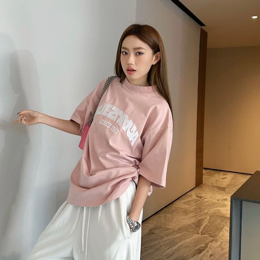 Balenciaga巴黎世家 粉色短袖 男女可穿 粉色-2