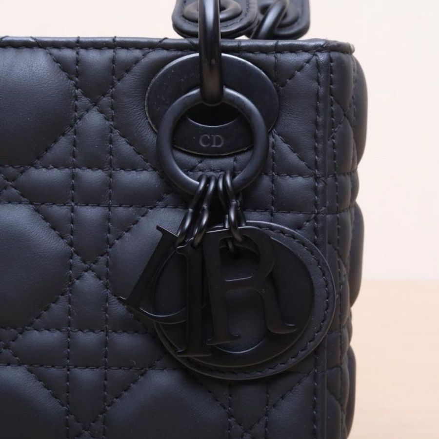 DIOR(迪奧) Lady Dior 戴妃包 三格 黑色 磨砂扣 2021-5