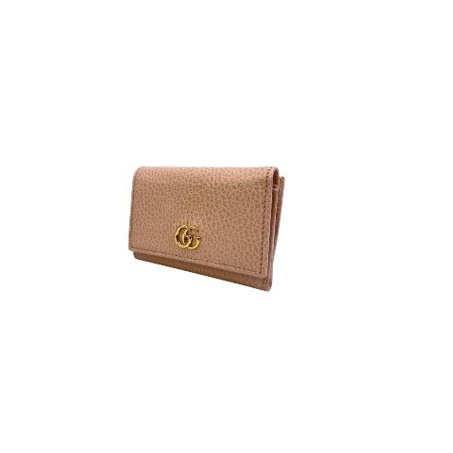 GUCCI GG Marmont 粉色牛皮三折釦式短夾644407-3