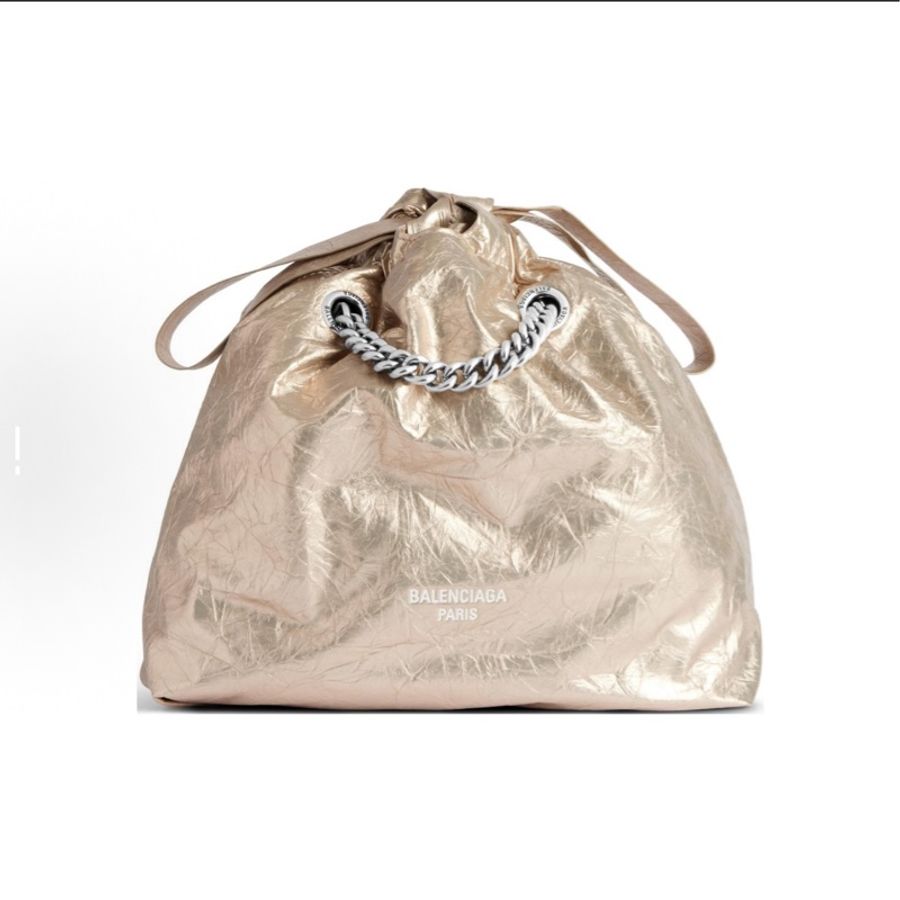 Balenciaga巴黎世家 CRUSH 抽繩開合做舊銀 垃圾袋 小號 女款-4