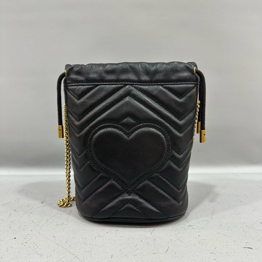 gucci 575163 黑色金釦水桶包 marmont mini-1