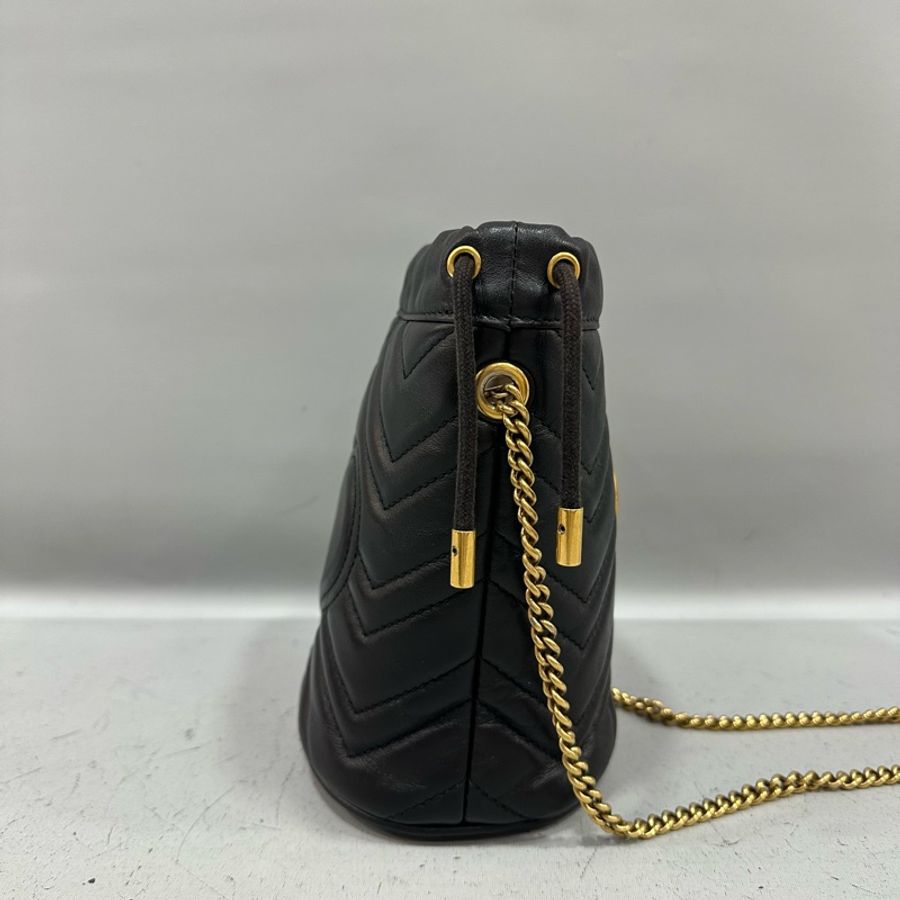 gucci 575163 黑色金釦水桶包 marmont mini-2
