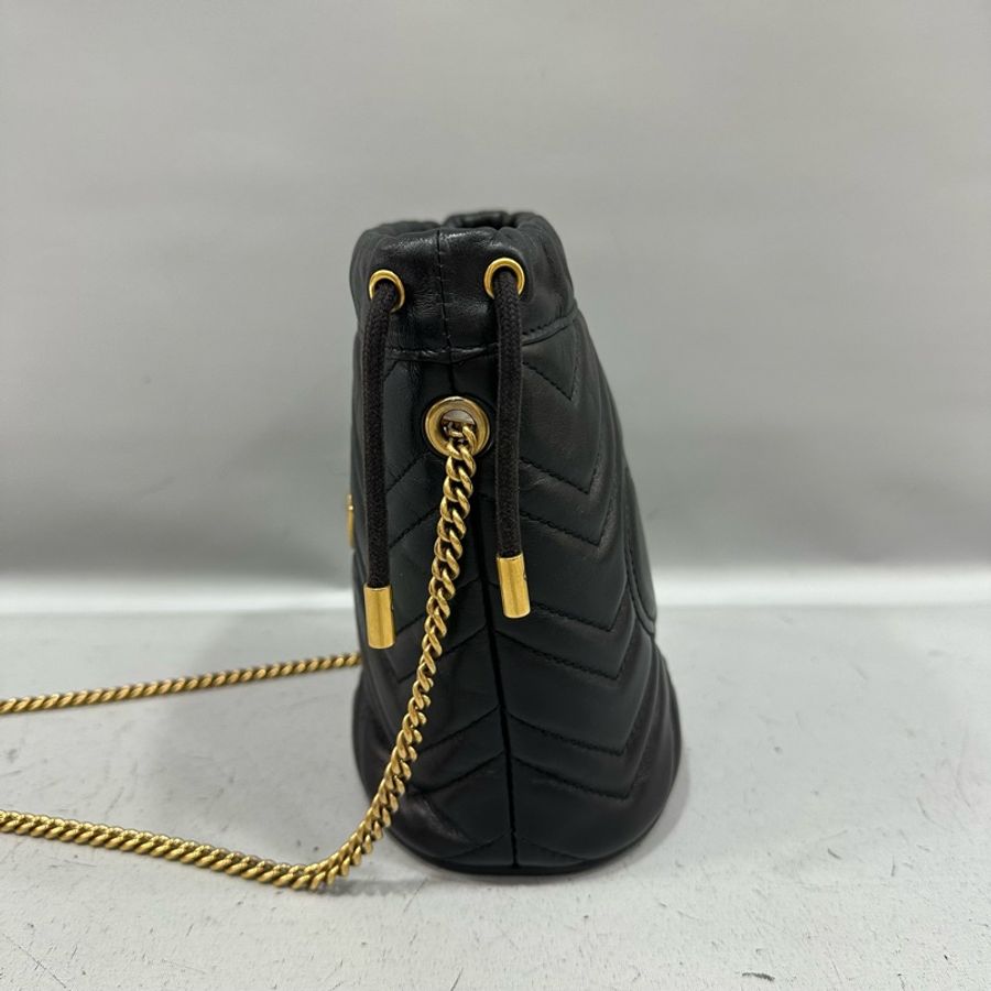 gucci 575163 黑色金釦水桶包 marmont mini-3