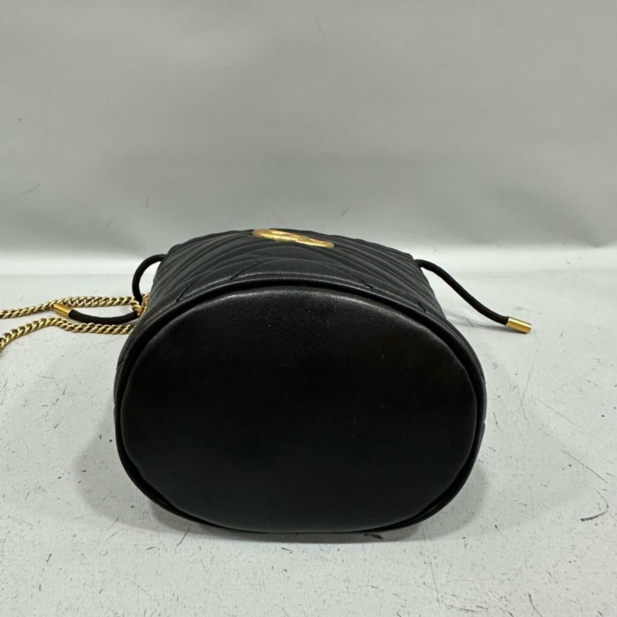 gucci 575163 黑色金釦水桶包 marmont mini-5
