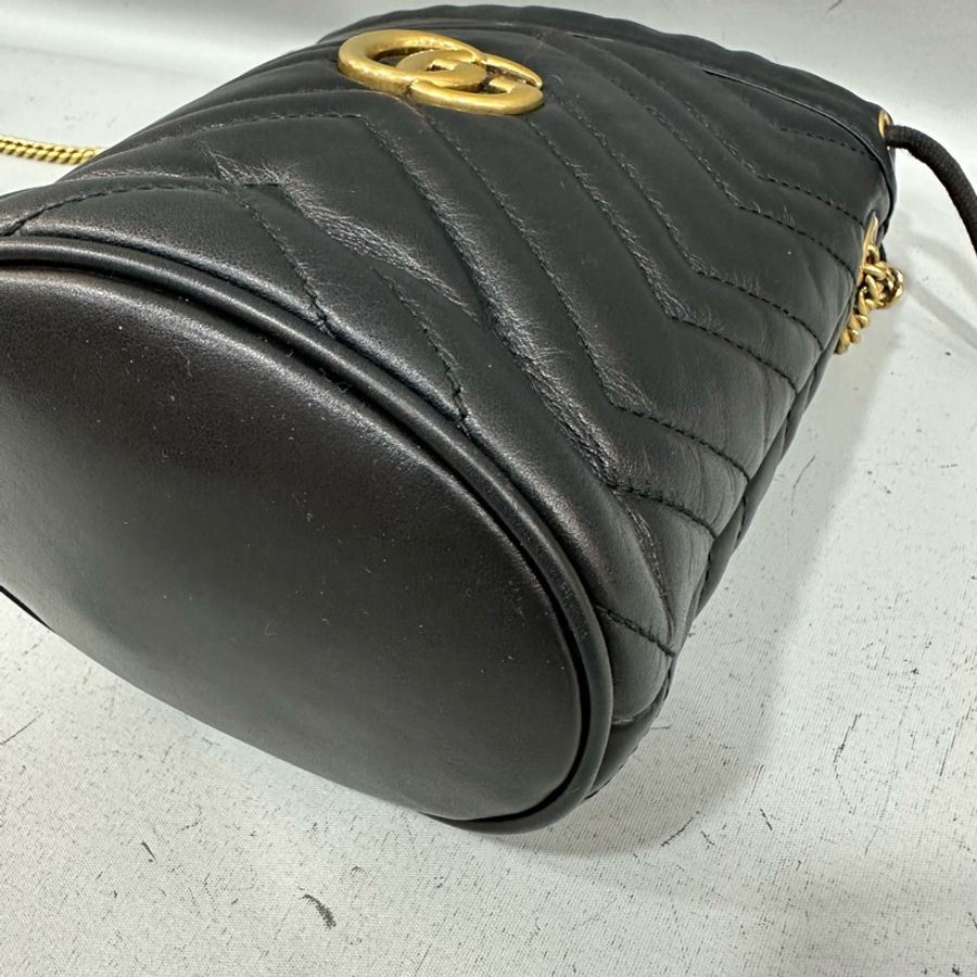 gucci 575163 黑色金釦水桶包 marmont mini-8