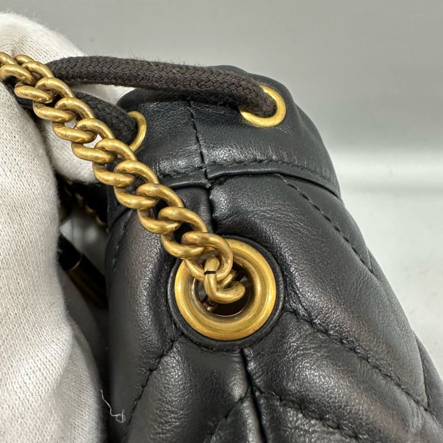 gucci 575163 黑色金釦水桶包 marmont mini-10