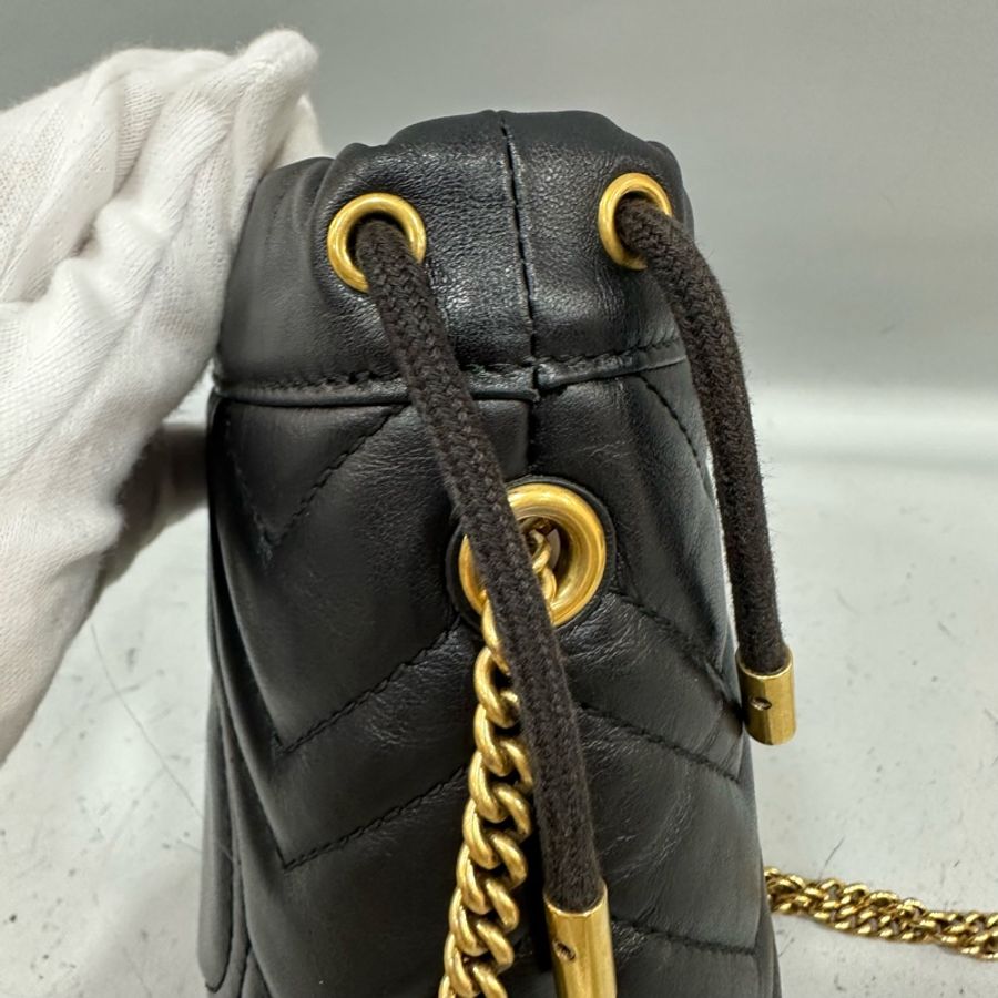 gucci 575163 黑色金釦水桶包 marmont mini-15