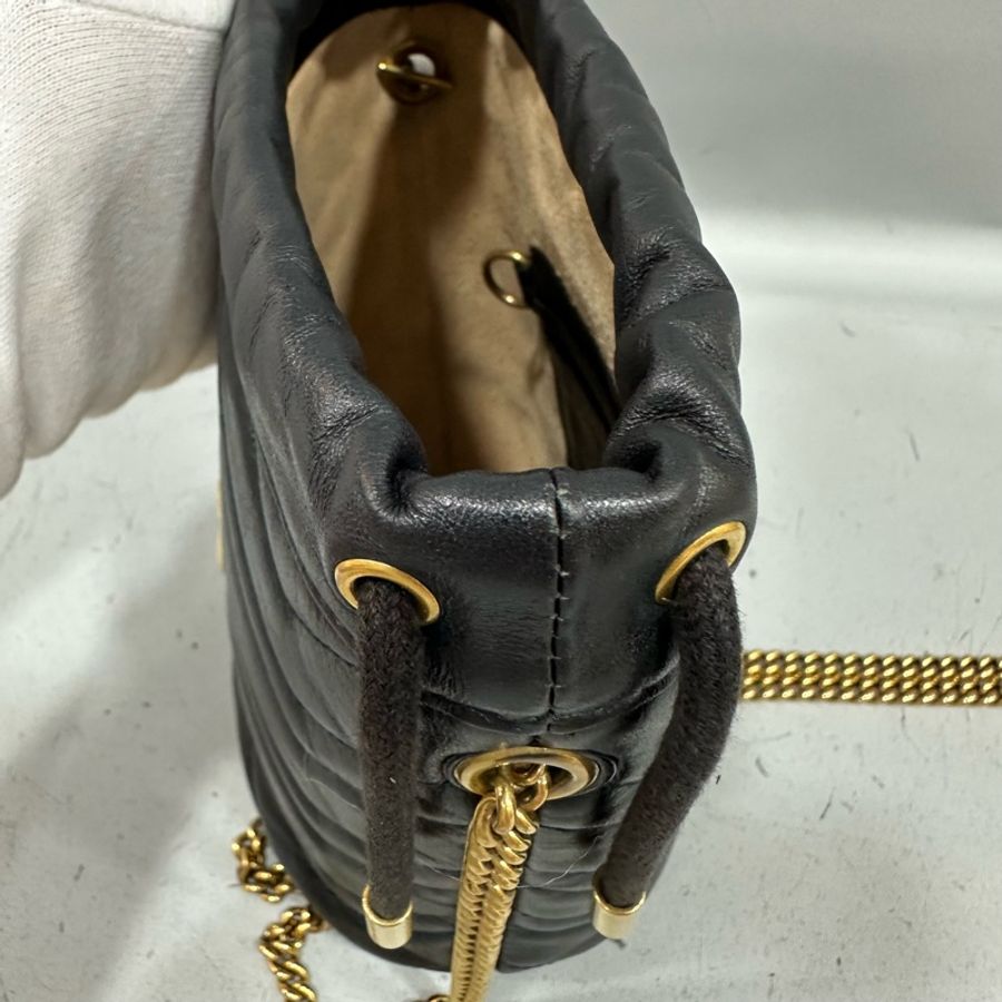 gucci 575163 黑色金釦水桶包 marmont mini-18
