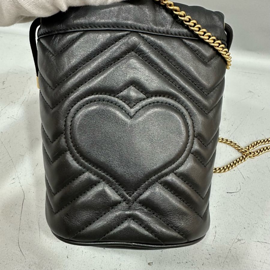 gucci 575163 黑色金釦水桶包 marmont mini-19