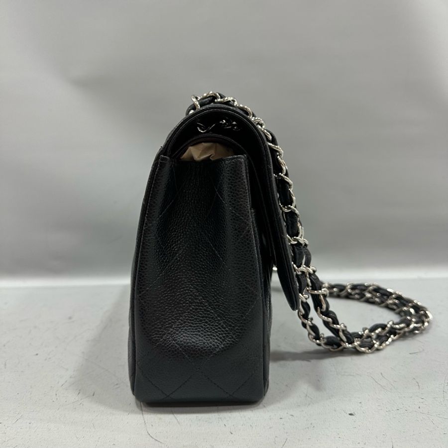 Chanel A58600 黑荔枝皮銀釦肩背包 Jumbo coco 30-5