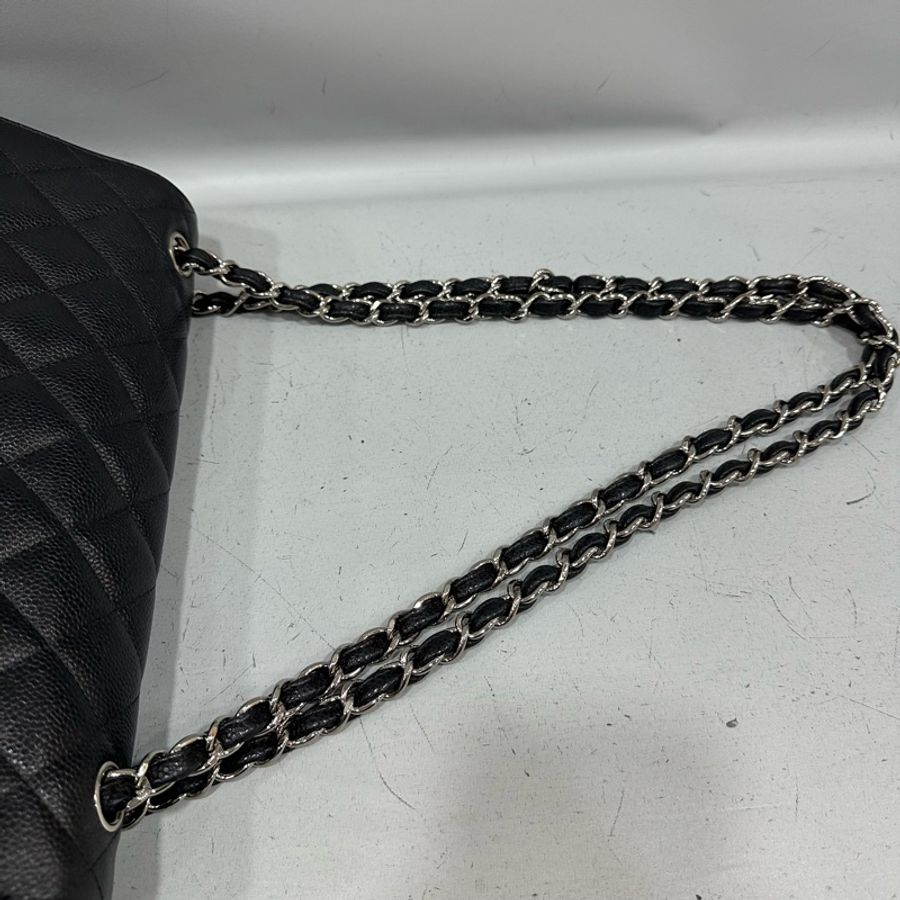 Chanel A58600 黑荔枝皮銀釦肩背包 Jumbo coco 30-37