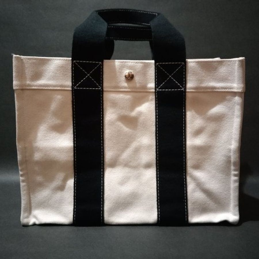 ⬛很好//HERMES//黑色手提像正方形手提帆布包-6
