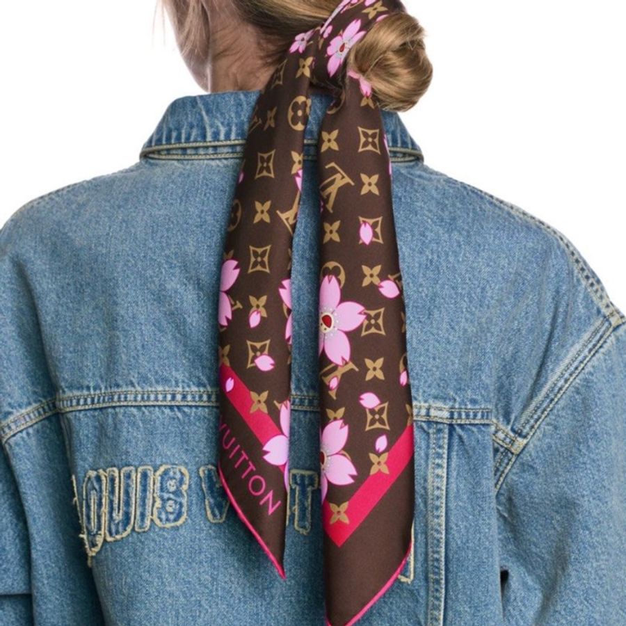 LV x TM Monogram Cherry Blossom Square 70🤎🌸 全新-4