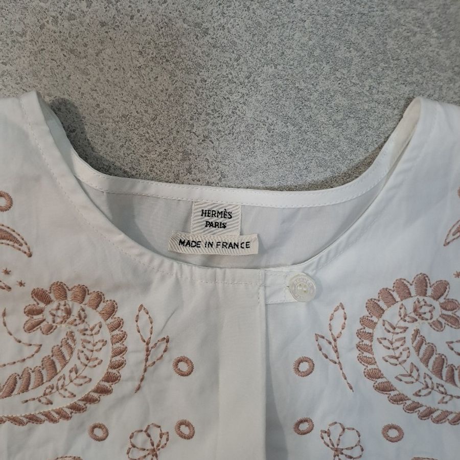 Hermes刺繡海灘襯衫 全新 白色 豹圖案-1