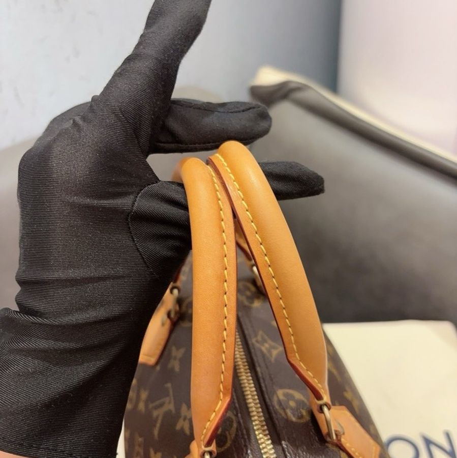 Lv speedy25老花肩帶款芯片款 99新 配件塵袋鑰匙鎖-2