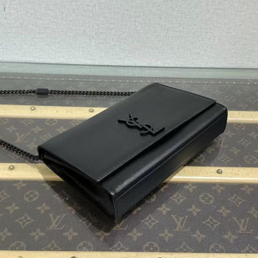 ✨YSL so black 魚子醬KATE中號鍊條包24*14.5*5.5 98新配件塵袋-3