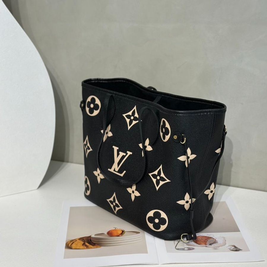 LOUIS VUITTON Neverfull tote - MM黑米-3