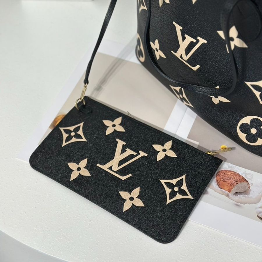 LOUIS VUITTON Neverfull tote - MM黑米-6