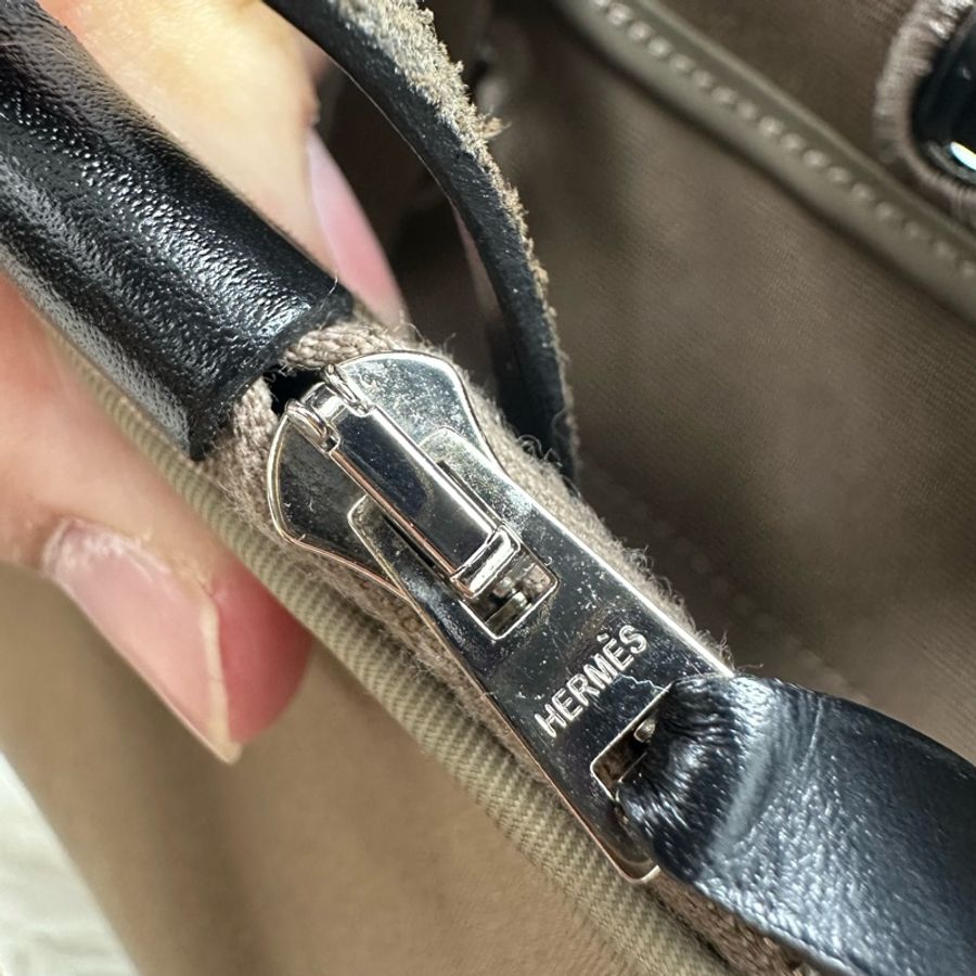 HERMES HERBAG 31 風衣灰拼黑色銀扣 C Stamp 單肩手提包-21
