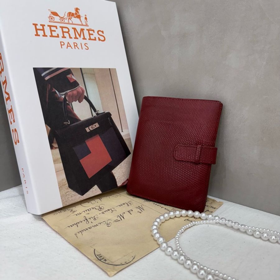 Hermès 蜥蜴皮紅色中夾-2