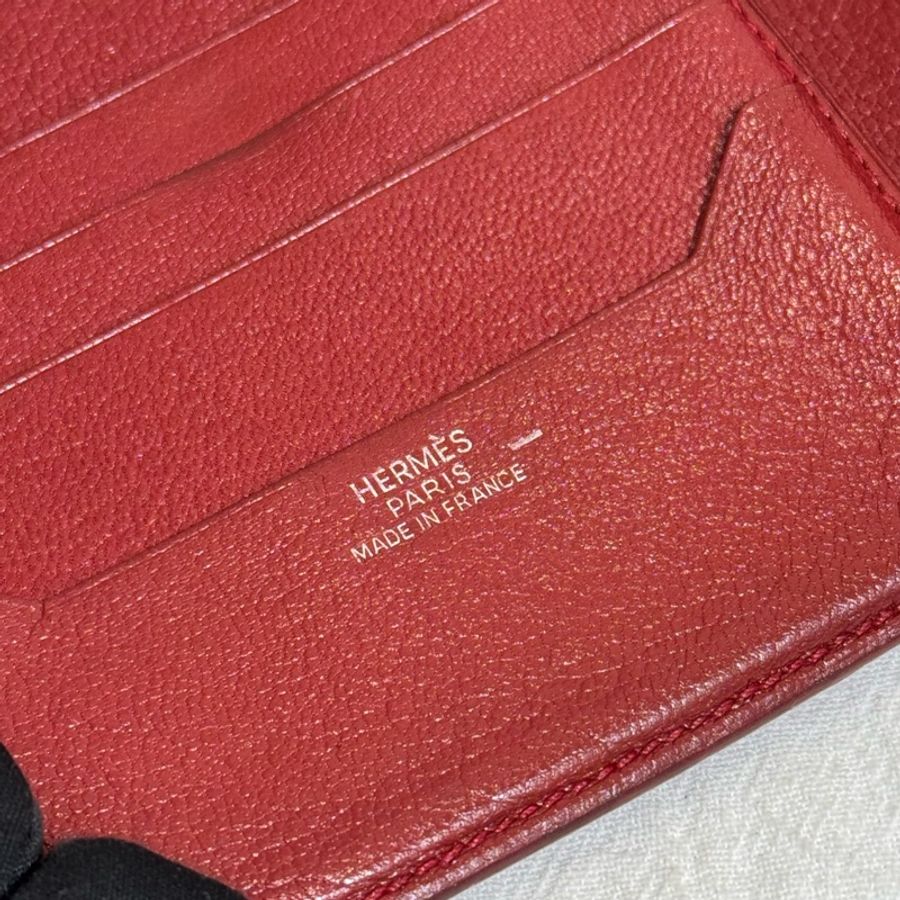 Hermès 蜥蜴皮紅色中夾-14