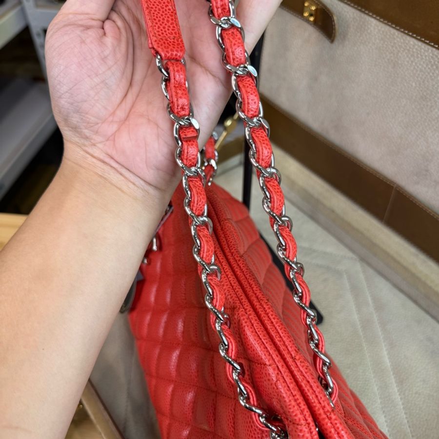 CHANEL 粉橘色荔枝紋matelasse肩斜背包/雙鏈保齡球包🧡推薦超美-19