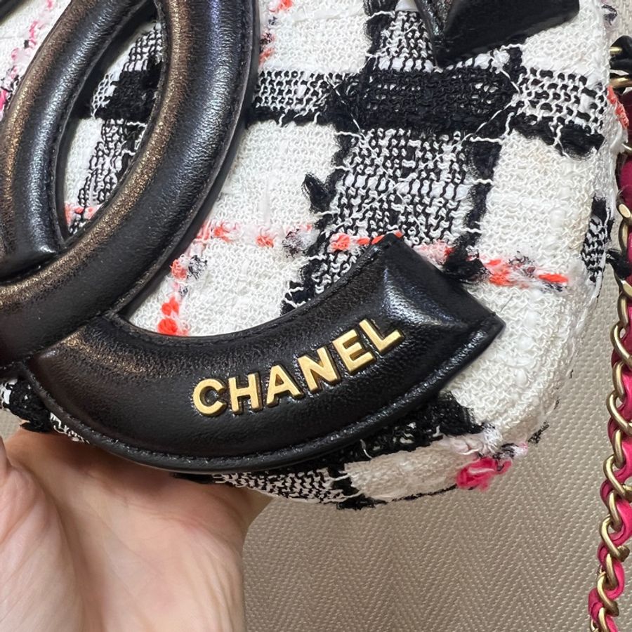 Chanel 毛呢霧金釦斜背相機包AS1757-4