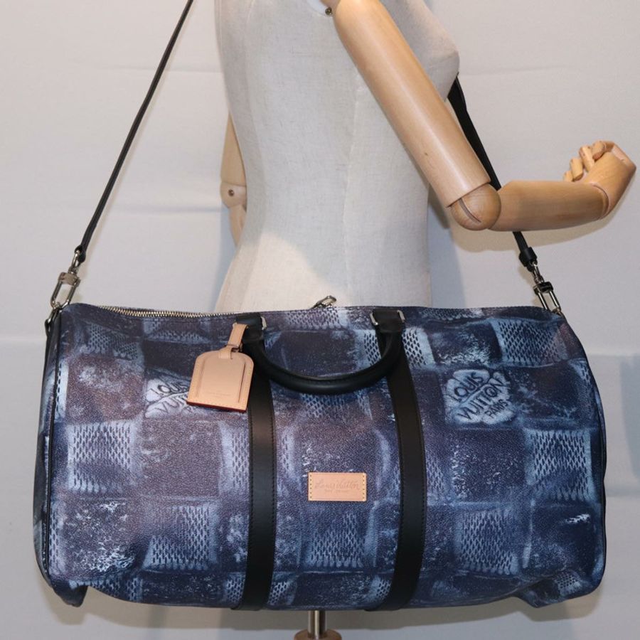 【日本直送】路易威登 Damier Salt Keepall Bandouliere 50 旅行包 藍色 N50059 LV Auth 78375S-26