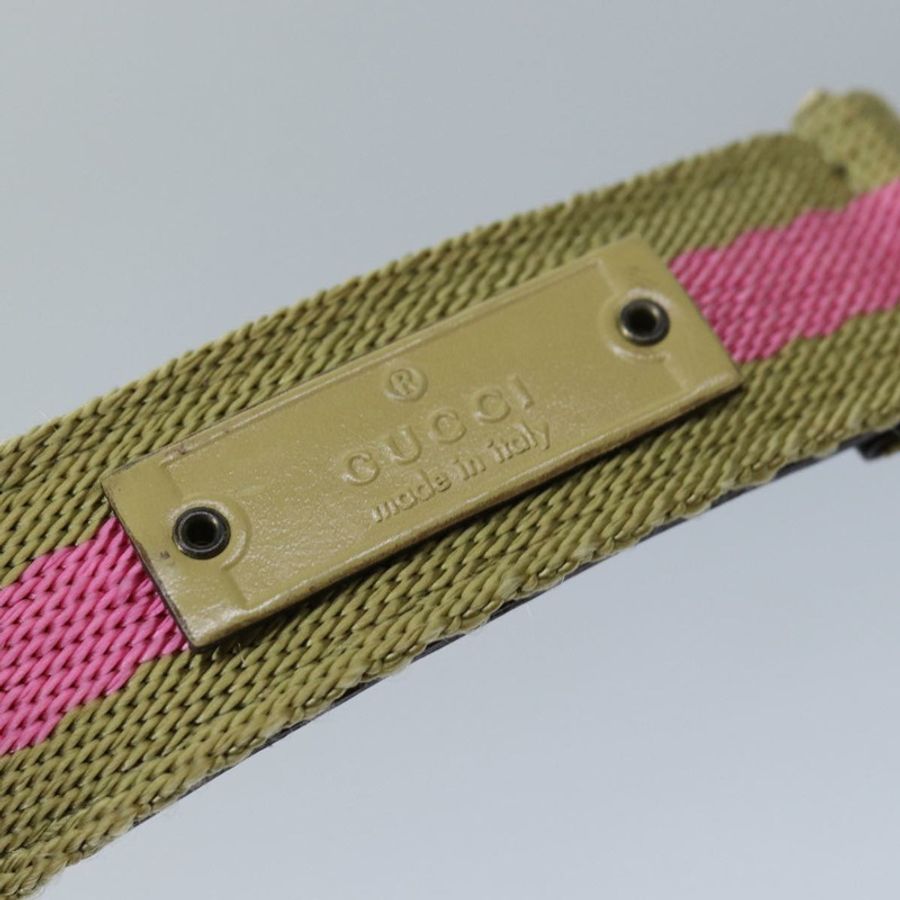 【日本直送】GUCCI 帆布腰帶 27.6""-38.6"" 粉紅色卡其色 90737 Auth am6564-8