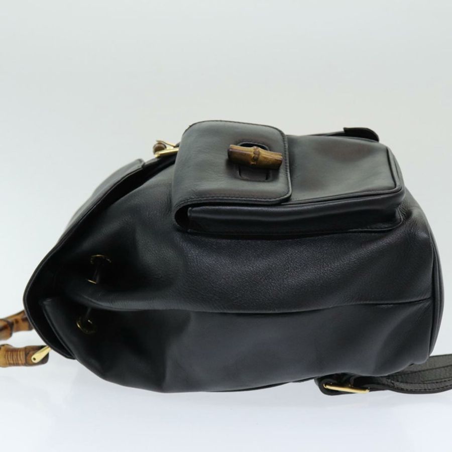 【日本直送】GUCCI 竹節皮革雙肩包 黑色 Auth am6663-3