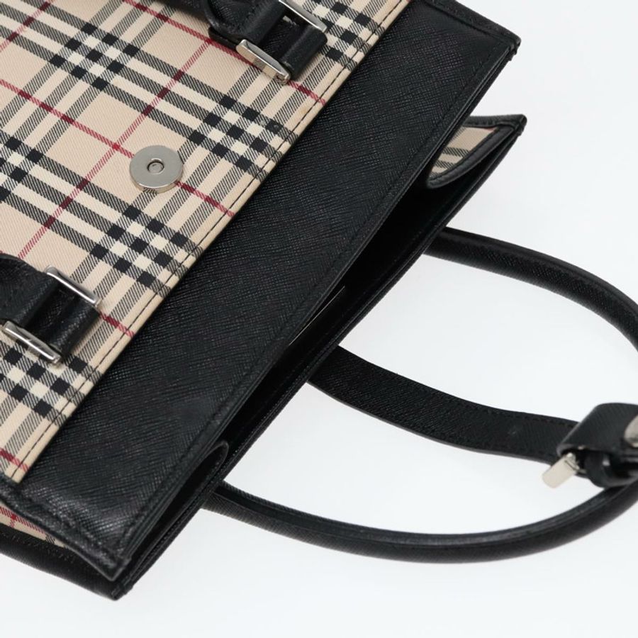 【日本直送】BURBERRY Nova 格紋手提包帆布米色黑色正品 am6710-6