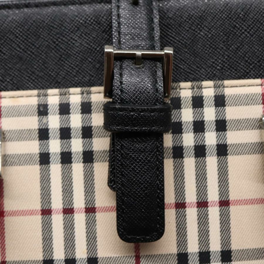 【日本直送】BURBERRY Nova 格紋手提包帆布米色黑色正品 am6710-9