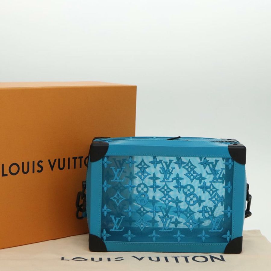 【日本直送】路易威登 Monogram Mesh Soft Trunk Bag 淺藍色 M45074 LV Auth 91749S-11