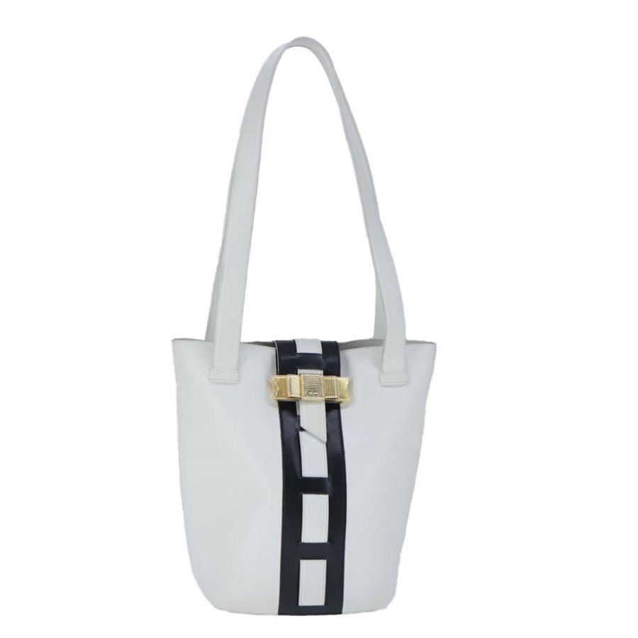 【日本直送】CELINE Ribbon 手提包 皮革 白色 黑色 正品 100656-0