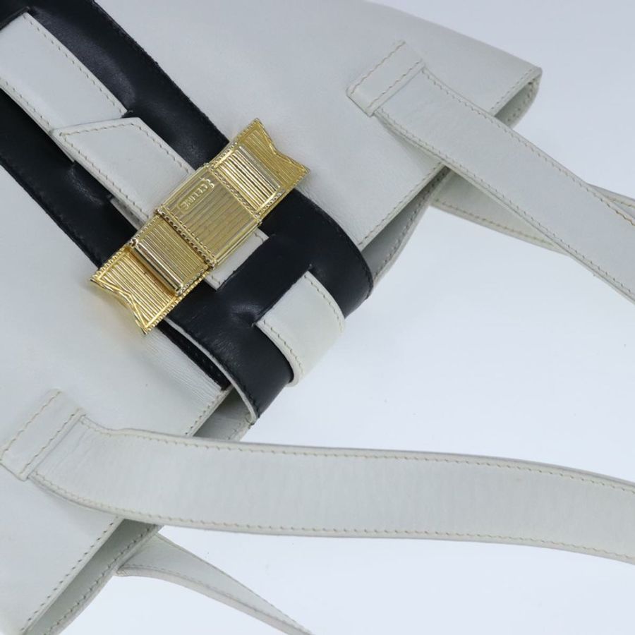 【日本直送】CELINE Ribbon 手提包 皮革 白色 黑色 正品 100656-5