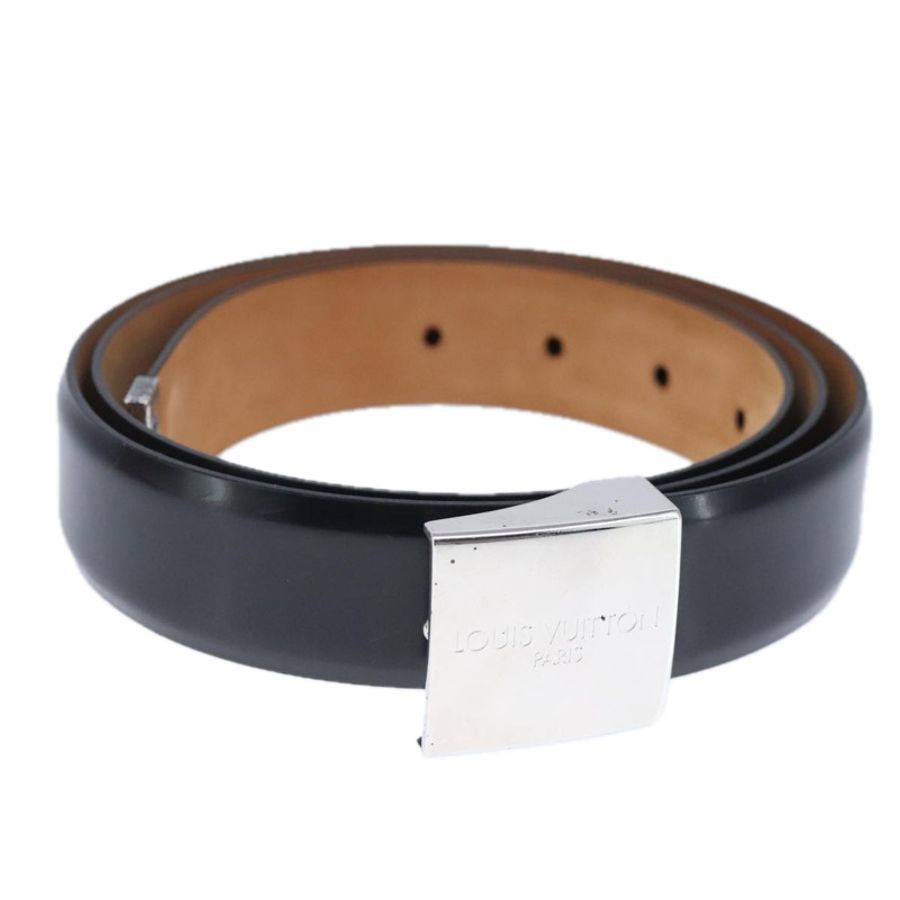 【日本直送】路易威登 Ceinture Carre 腰帶 皮革 41.7 英寸 黑色 銀色 LV Auth ar12999-0