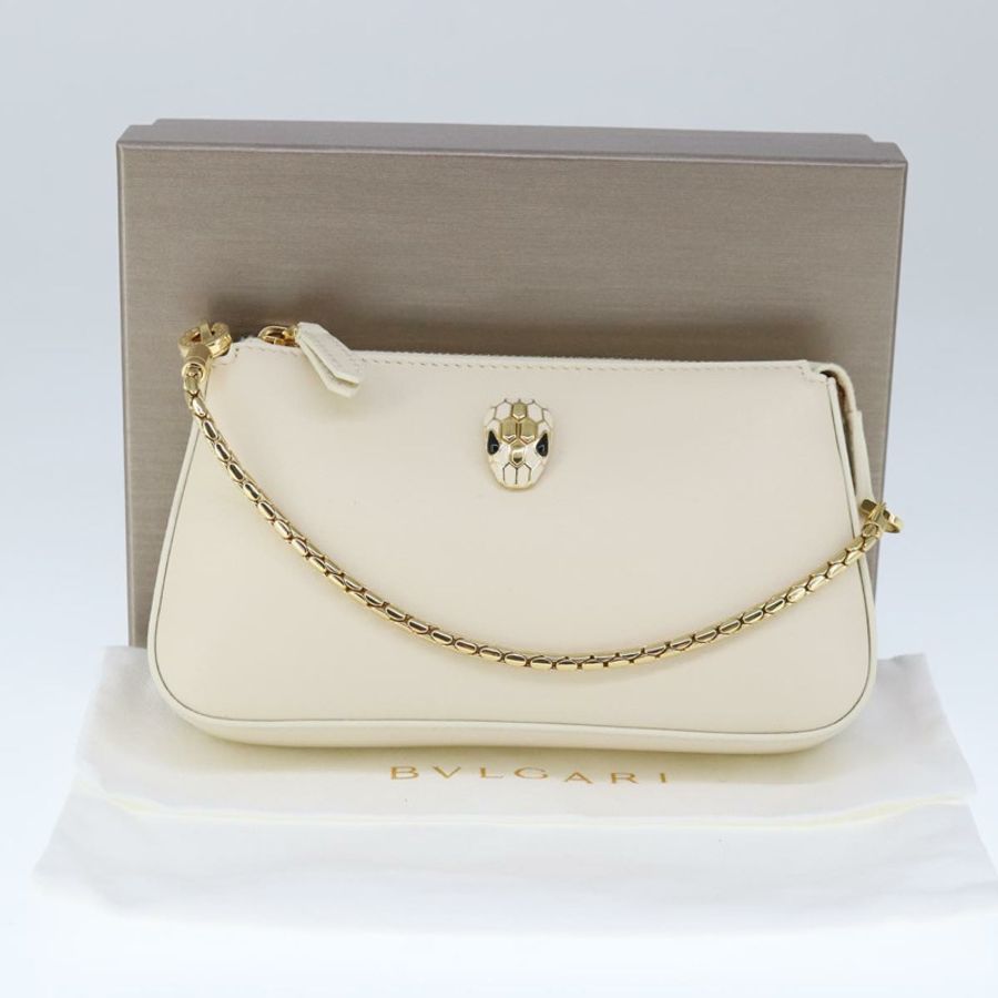 【日本直送】寶格麗 Serpenti 系列配件包,皮革材質,白色金邊,正品編號 101324SA-11