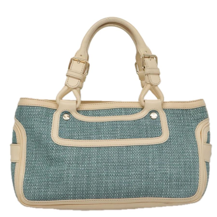 【日本直送】CELINE 手提包 草編皮革 藍色 米色 金色 正品 103294-1
