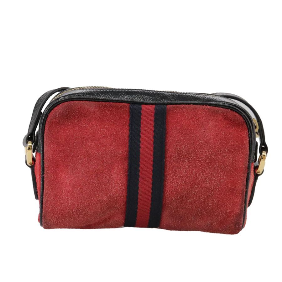 【日本直送】GUCCI Sherry Line 單肩包 麂皮 紅色 海軍藍 Auth mr825-1