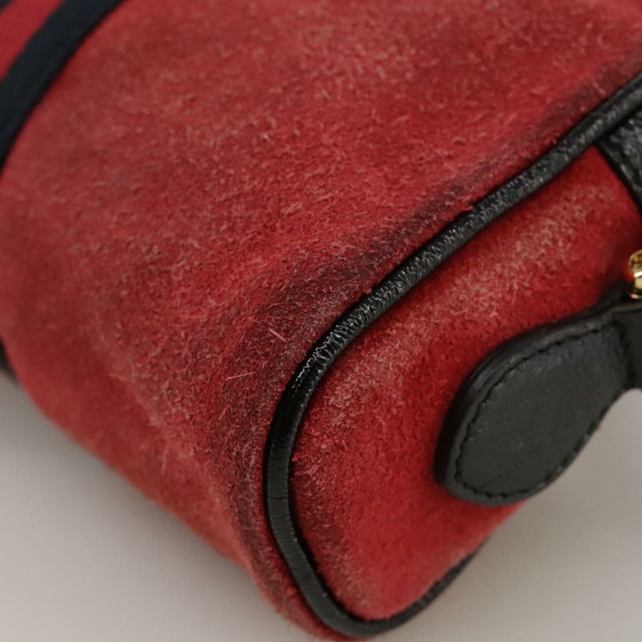 【日本直送】GUCCI Sherry Line 單肩包 麂皮 紅色 海軍藍 Auth mr825-8