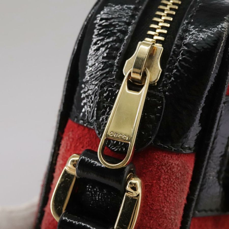 【日本直送】GUCCI Sherry Line 單肩包 麂皮 紅色 海軍藍 Auth mr825-9