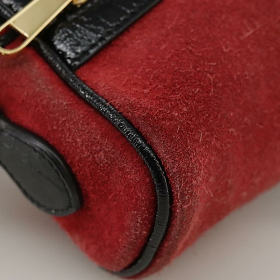 【日本直送】GUCCI Sherry Line 單肩包 麂皮 紅色 海軍藍 Auth mr825-13